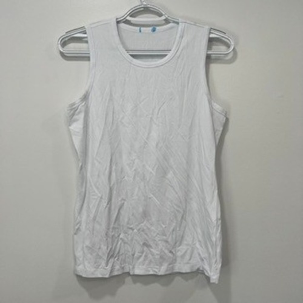 J. Mclaughlin Womens Sleeveless Blouse XS Tanktop White‎ Solid Stretch Scoop